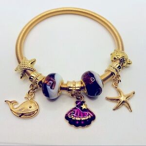 Bracelet Whale Starfish Turtle shell in golden
